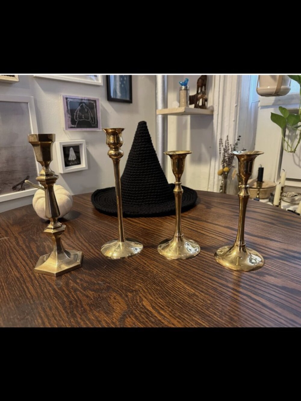 Mixed Lot of 4 Vintage Brass Candlesticks Candle Holders Ornate